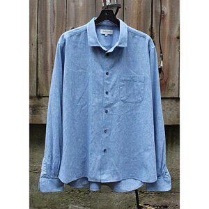 YMC You Must Create - Men's Curtis Shirt in Cotton + Linen Chambray, XL